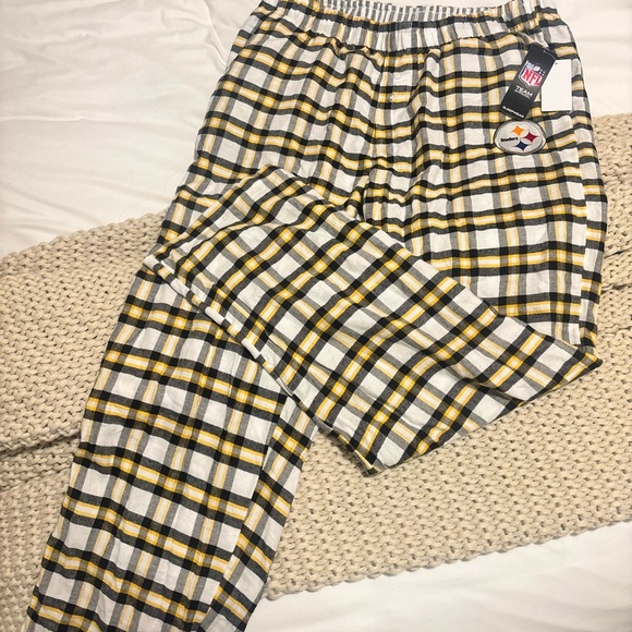 NFL Women’s Steelers Checkered Lounge Pants - Black, Yellow, White - Picture 1 of 5